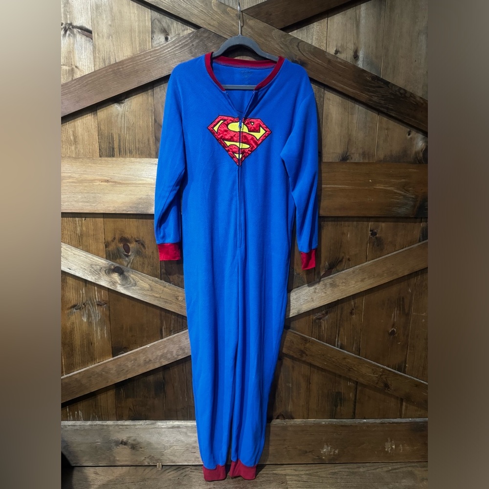 Man of Steel Superman Bodysuit pajama Jumpsuit. comic hero. S/M.